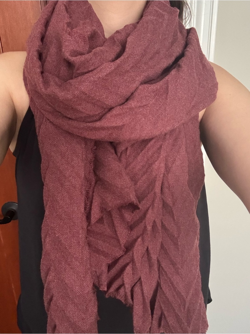 Large Dusty Mauve Oversized Scarf Wrap Shawl Soft Woven Frayed Edge
